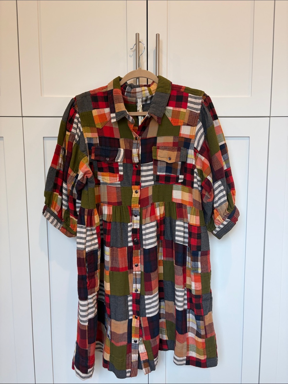 Uncle Frank Multicolor Plaid Button-Down Shirt Dress NWT size large